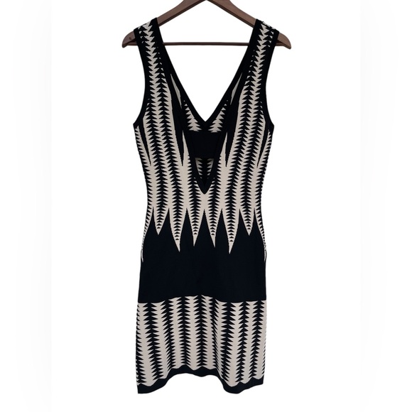 NWT Vertigo Paris knitted jacquard dress black / tan size S - Picture 6 of 6